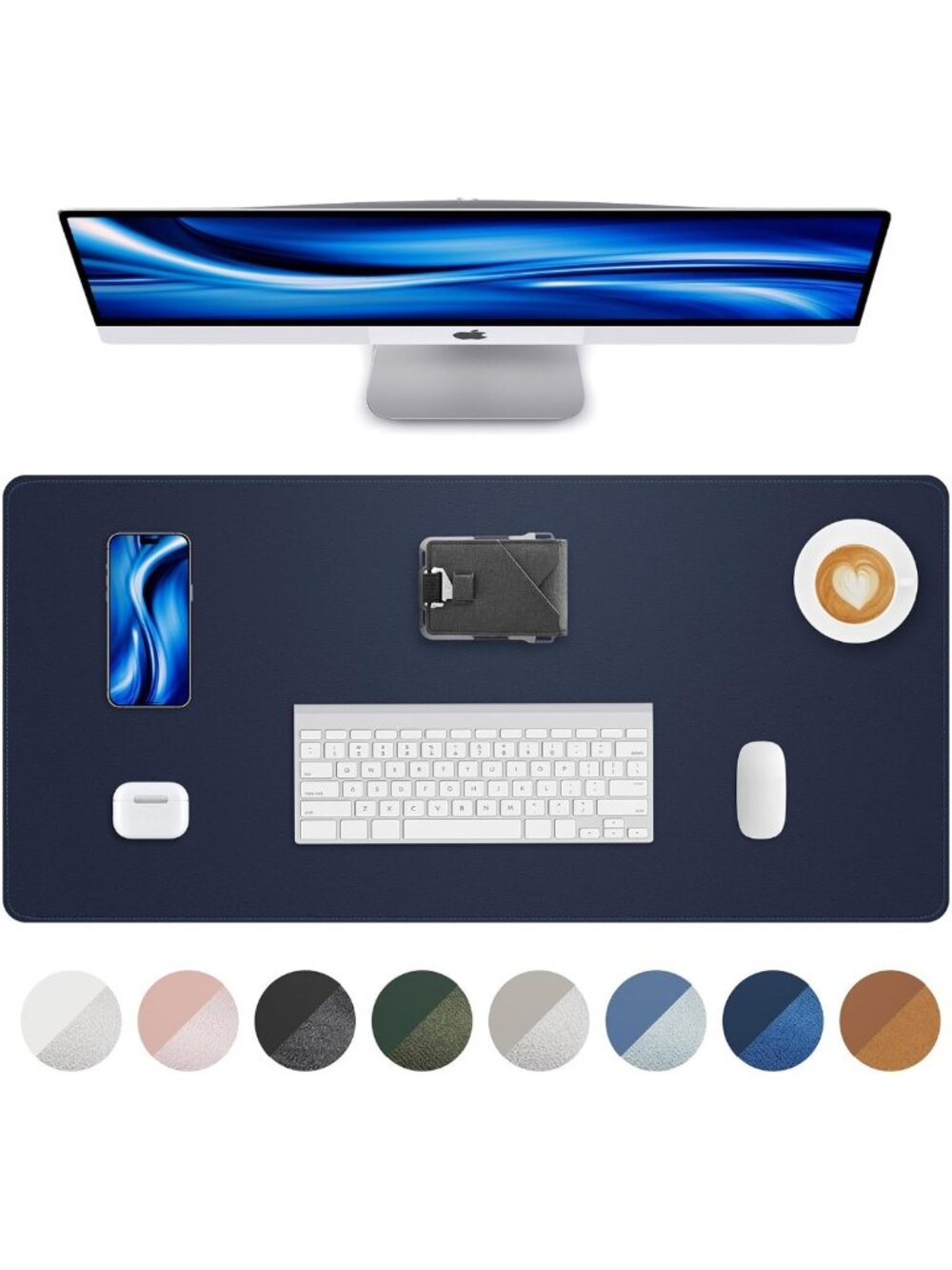 Large Non-Slip Leather Desk Pad Protector, Waterproof Blotter Mat for Home